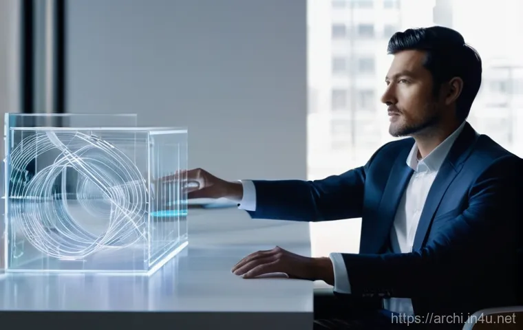 건축가가 사용하는 디지털 툴 트렌드 - **Prompt: The Architect's Vision Ignited by AI**
A futuristic architectural studio, bathed in so...